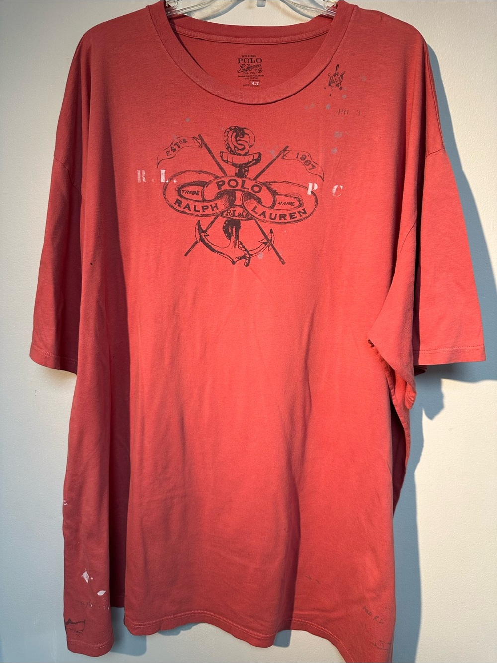 Vintage Polo by Ralph Lauren Men’s Red / Dusty Rose Graphic Crewneck T-Shirt